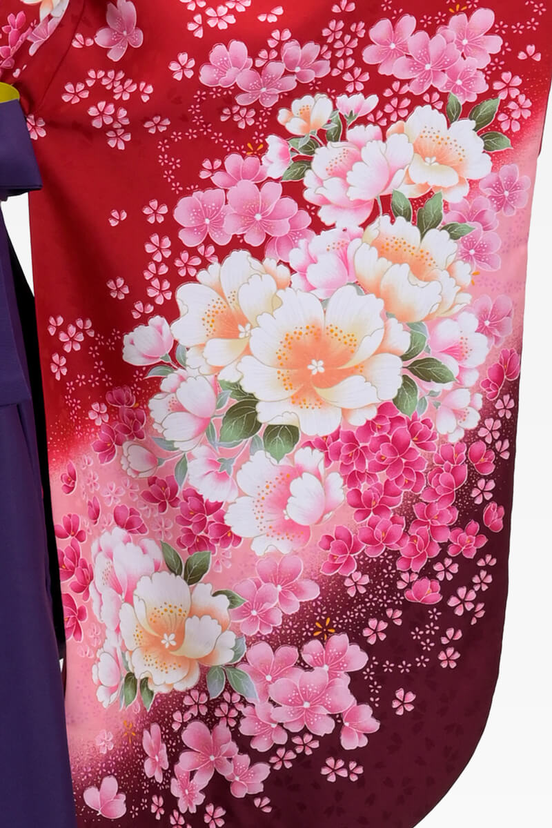 【卒業式袴宅配ネットレンタル/コーデ/古典/通販レンタル】かわいい華やかエレガント（オシャレ)　赤/紫   AA9264_MRA001