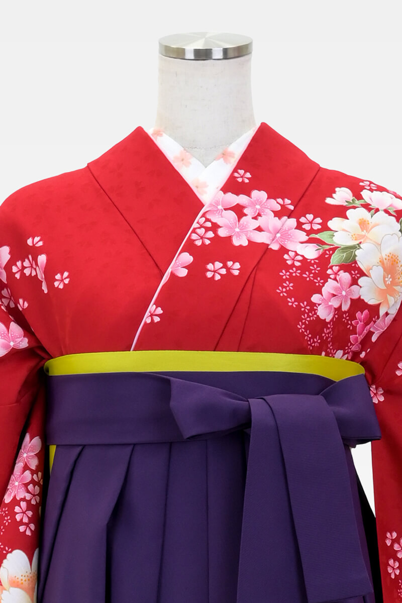 【卒業式袴宅配ネットレンタル/コーデ/古典/通販レンタル】かわいい華やかエレガント（オシャレ)　赤/紫   AA9264_MRA001