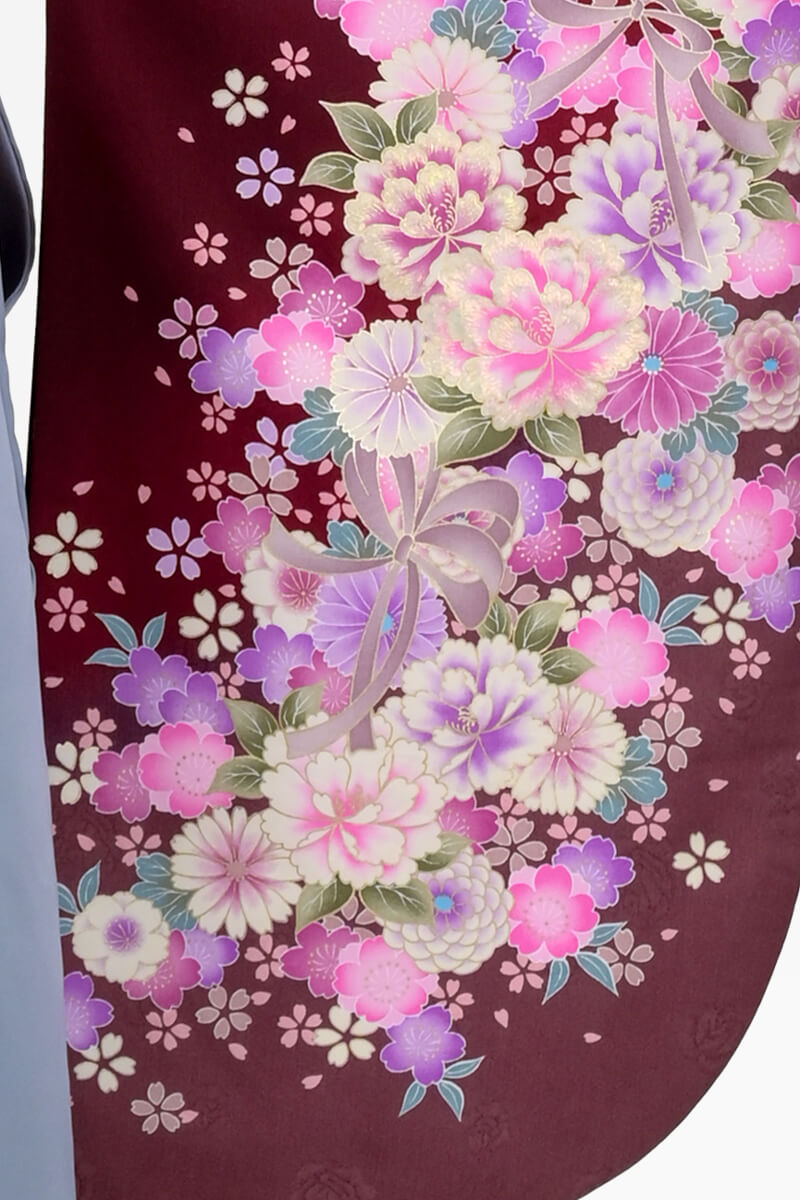 【卒業式袴宅配ネットレンタル/コーデ/古典/通販レンタル】かわいい上品エレガント（オシャレ)　赤/グレー  AA9274_WHG019