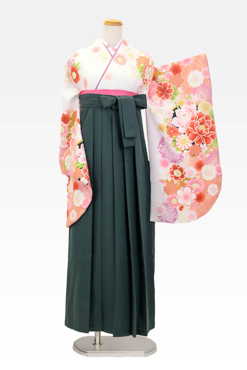 着物】OU 白地 春花+【袴】フカミドリ│ネットで簡単・便利に